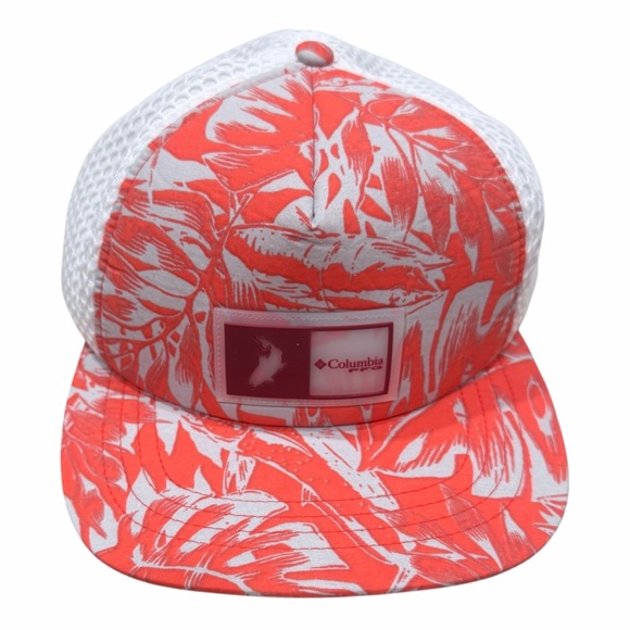 Columbia PFG Tropical Palm Snap Back Trucker Hat Pink & Gray O/S - Picture 7 of 7